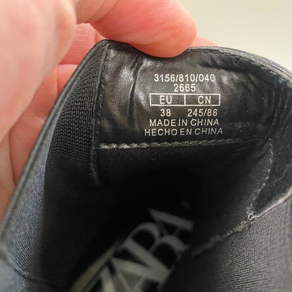 ZARA Ankle Boots Womens 36 6 Black Studded Ankle Strap Chelsea Goth Biker Vegan - Picture 8 of 11